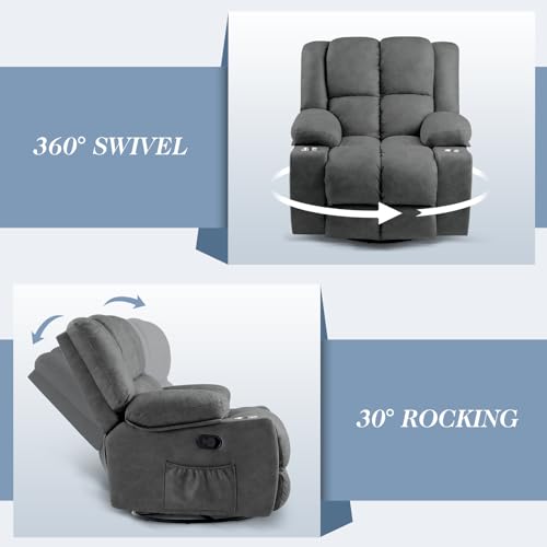Oversized Power Lift Recliner Chair with Massage, Dark Grey U819122