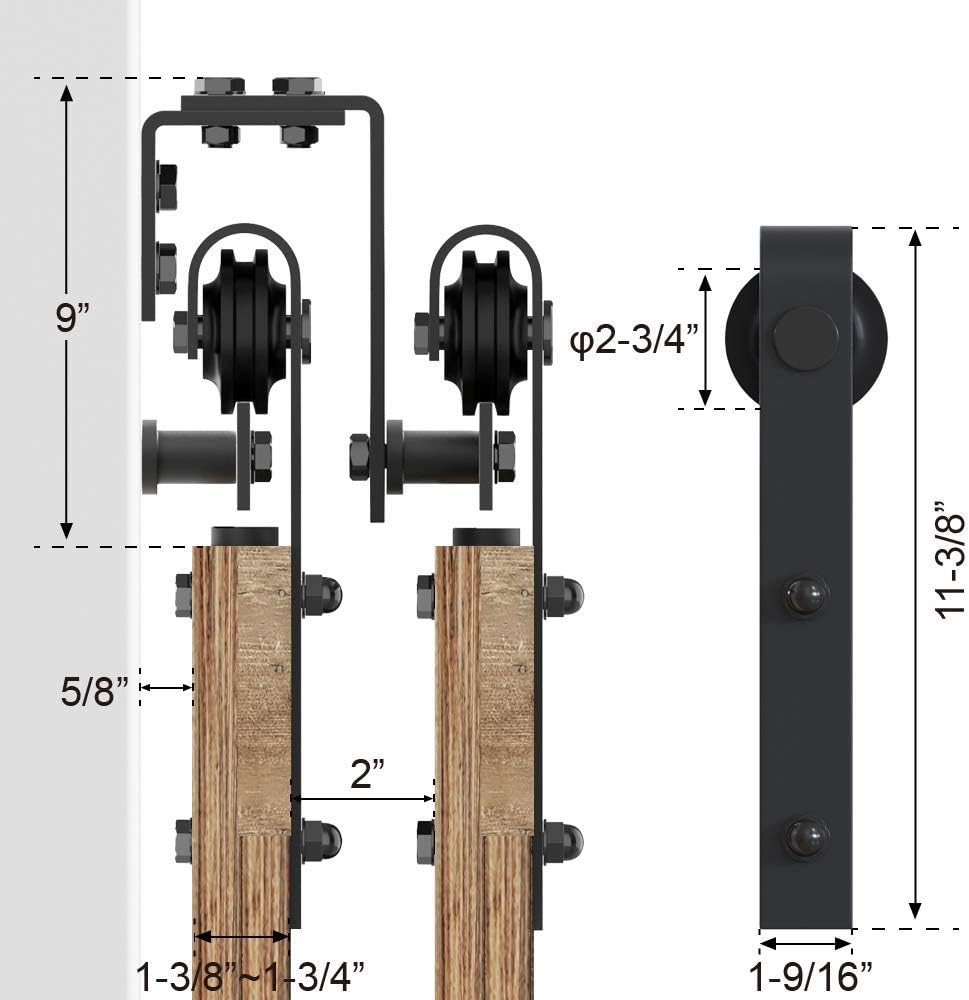 4FT Metal Sliding Bypass Barn Door Hardware Kit Z420