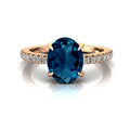 Solid Gold Halo London Blue Topaz Diamond Ring E238