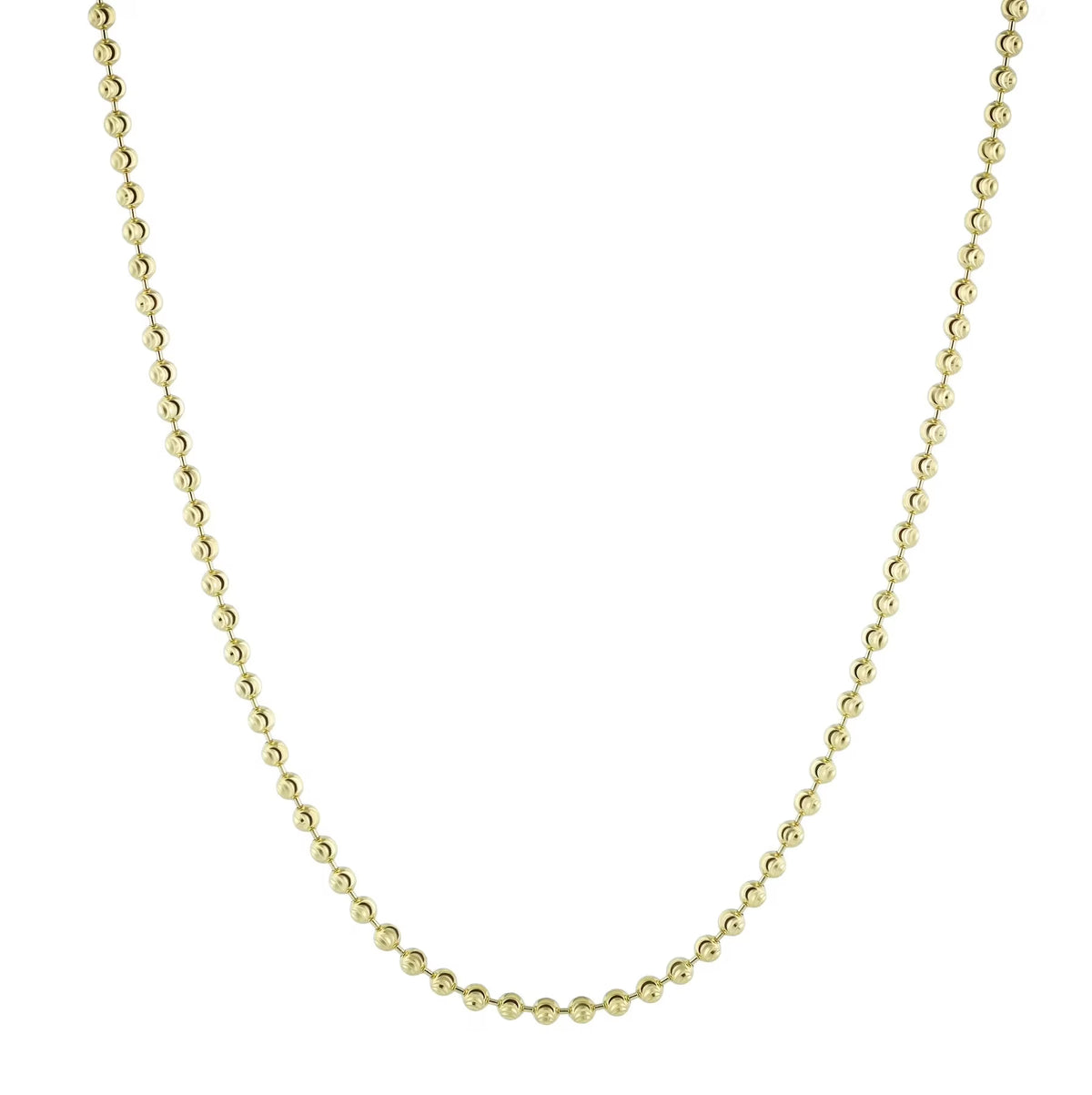 18k Yellow Gold Plated Sterling Silver 2mm Moon-Cut Chain Necklace Y12513