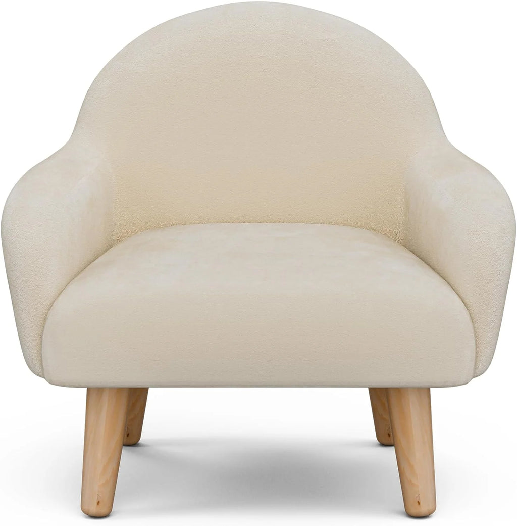 Beige Velvet Kids Armchair with Wooden Legs Z289