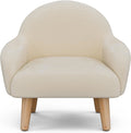 Beige Velvet Kids Armchair with Wooden Legs Z289