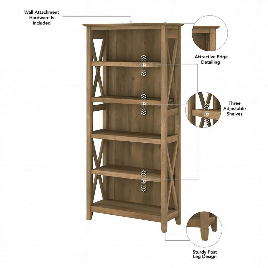 L Desk with Drawers and Bookcase Reclaimed Pine Engineered Wood K4459