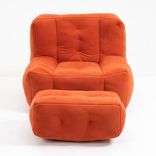 White Microfiber Memory Foam Bean Bag Chair with Footstool J953