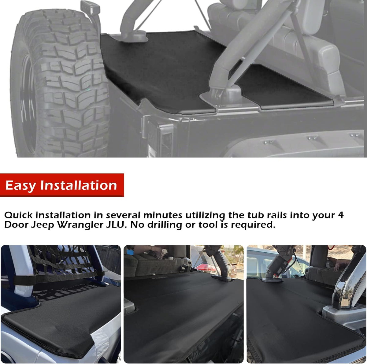 Black Vinyl Tonneau Cover 3 pcs Q91382