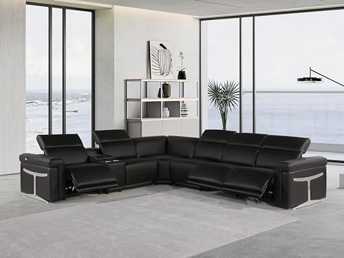 6-Piece Italian Leather Sectional Sofa with Power Reclining Seats J289