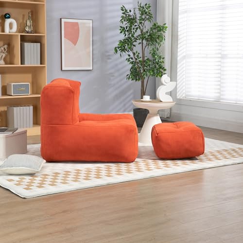 White Microfiber Memory Foam Bean Bag Chair with Footstool J953