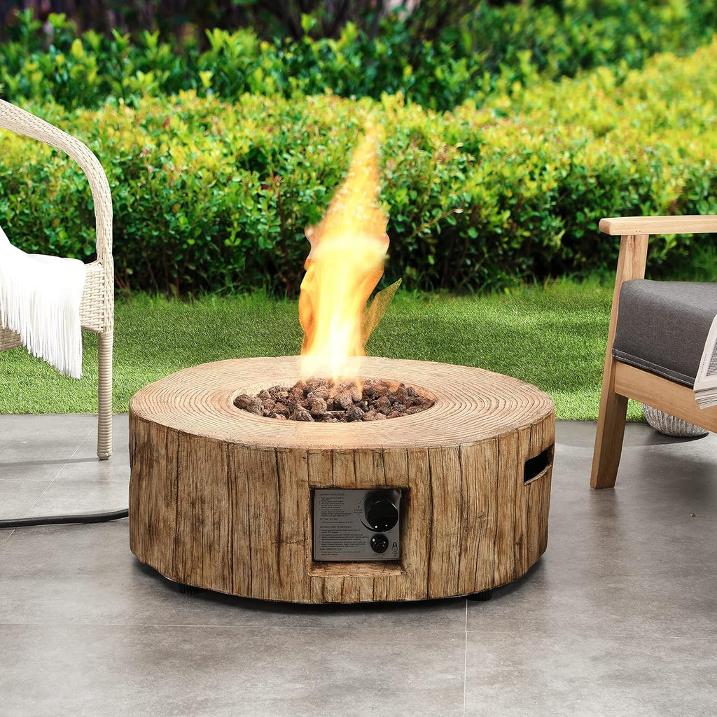 28 Round 30,000 BTU Auto-Ignition Propane Fire Pit Table with Cover and Lava Rock B781