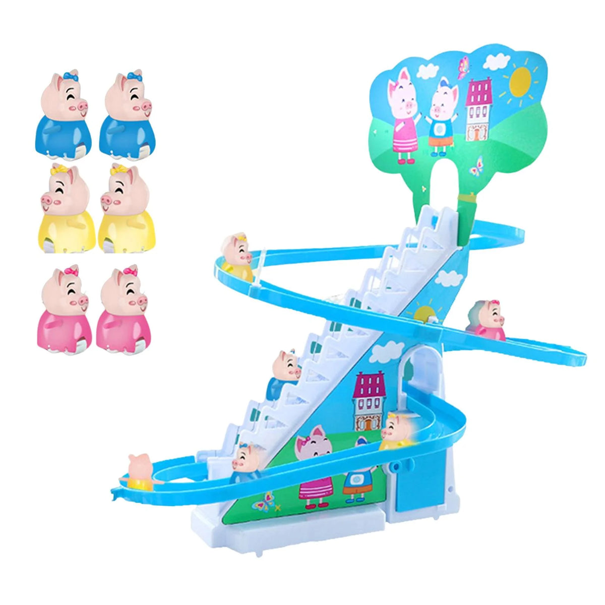 6 s Electric Climbing Stair Toy with LED Flashing Lights Children's Roller Coaster Toy Set E856731