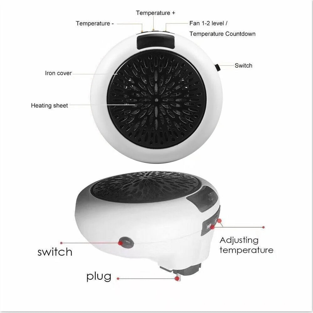 900W Plug in Electric Heater Fan with Remote Timer F12758