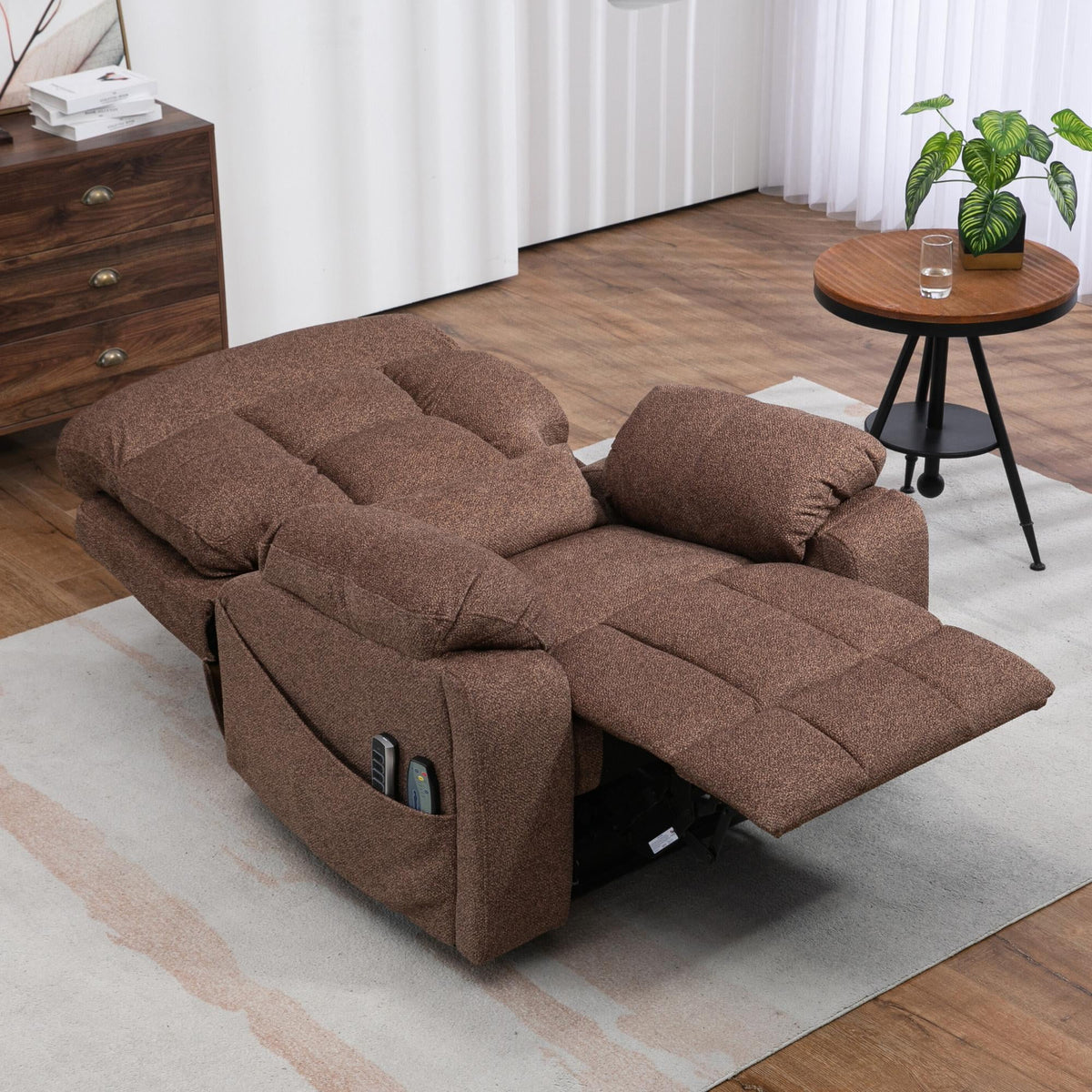 4-Motor Lay Flat Power Lift Recliner Chair with Heat & Massage E150959