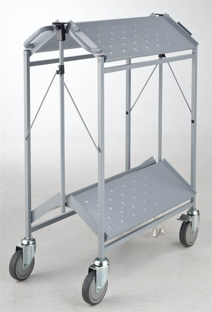 Gray 2-Shelf Folding Swivel Caster Carts M924318