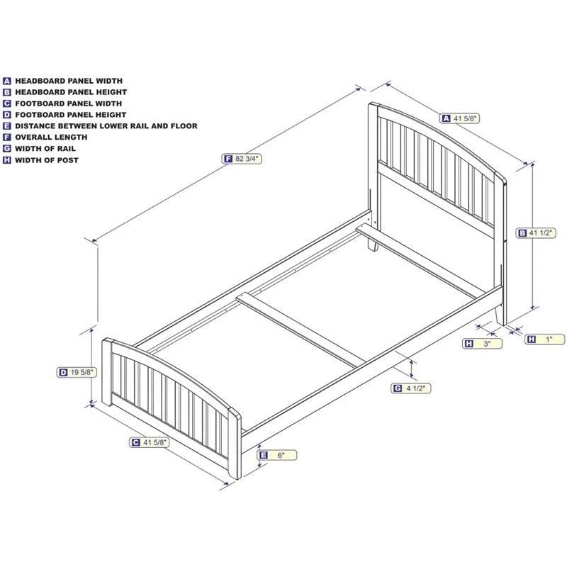 Twin XL Walnut Traditional Bed with Matching Foot Board S58142