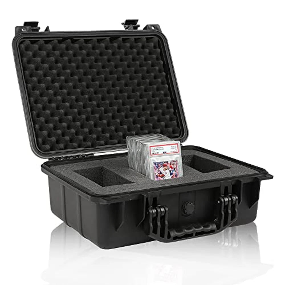 Graded Card Storage Box with Foam Slots, Large, Black U16835
