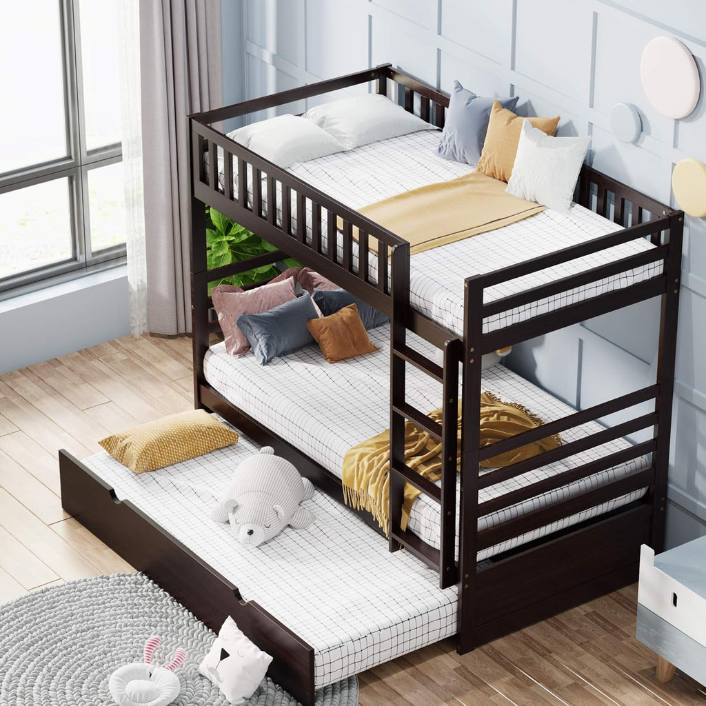 Twin Size Low Loft Bed with Slide, Storage Staircase, Safety Guardrails, Solid Pine Wood Bedframe, White E5527