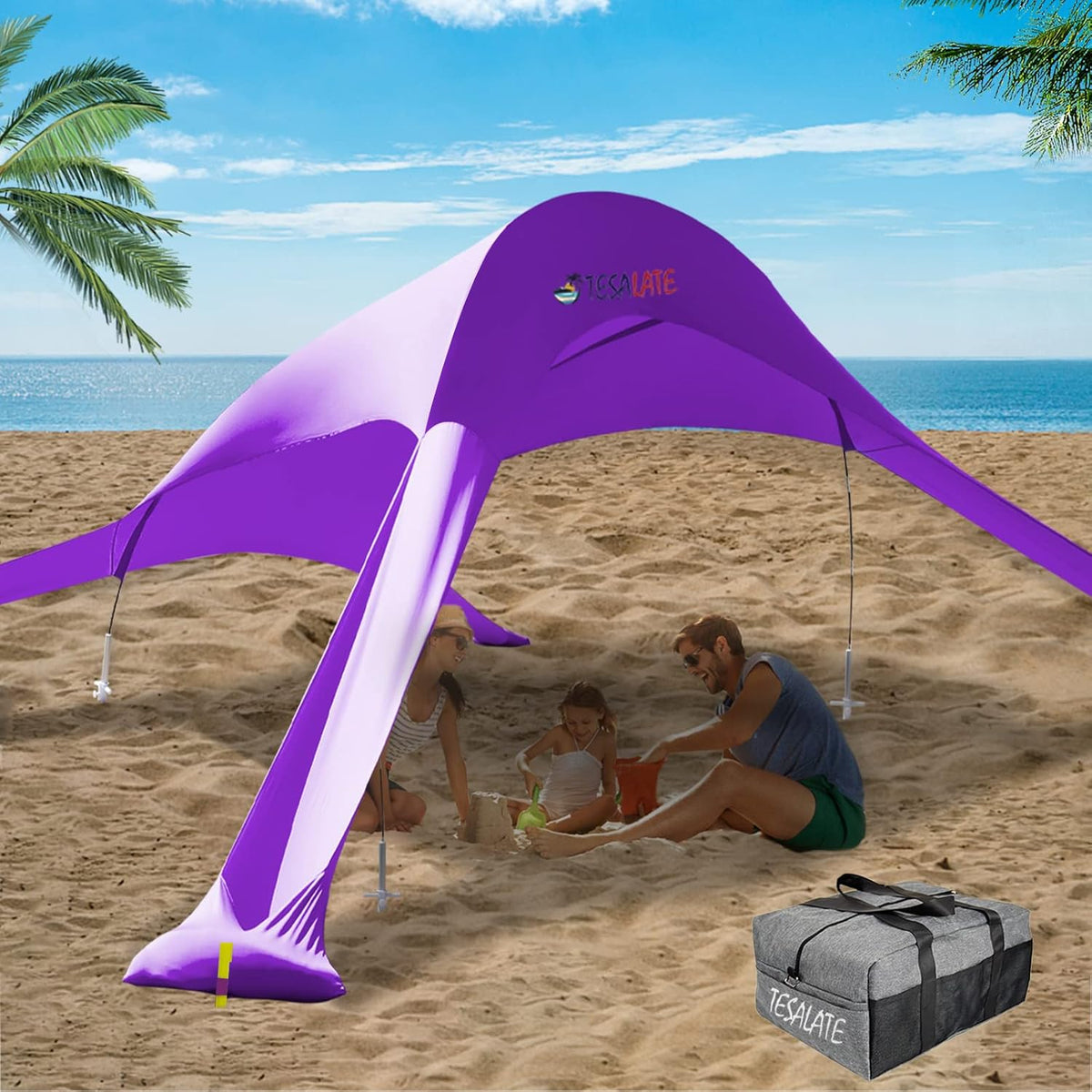 Extra Large UPF50+ Beach Tent with Sand Shovel D577389