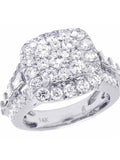 14K White Gold Real Diamond Square Cluster Engagement Ring J92923