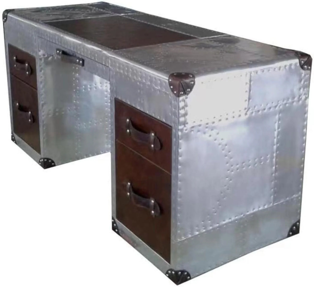 Aluminum Desk with Leather Drawer O2907