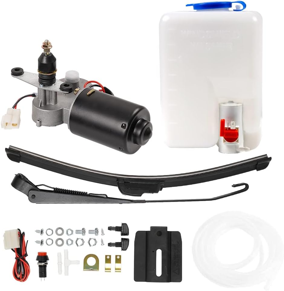 12V UTV Windshield Wiper Kit with Washer Pump, Pack of 2 F1228
