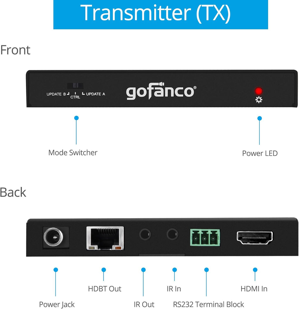 HDBaseT HDMI 2.0 Extender 4K 60Hz 4:4:4 HDR Over CAT5e/CAT6 70m/230ft @1080p & 40m/130ft @UHD 4K/60Hz, Dual IR, RS-232, CEC, PoC, 18Gbps Bandwidth, HDCP 2.2 H14210