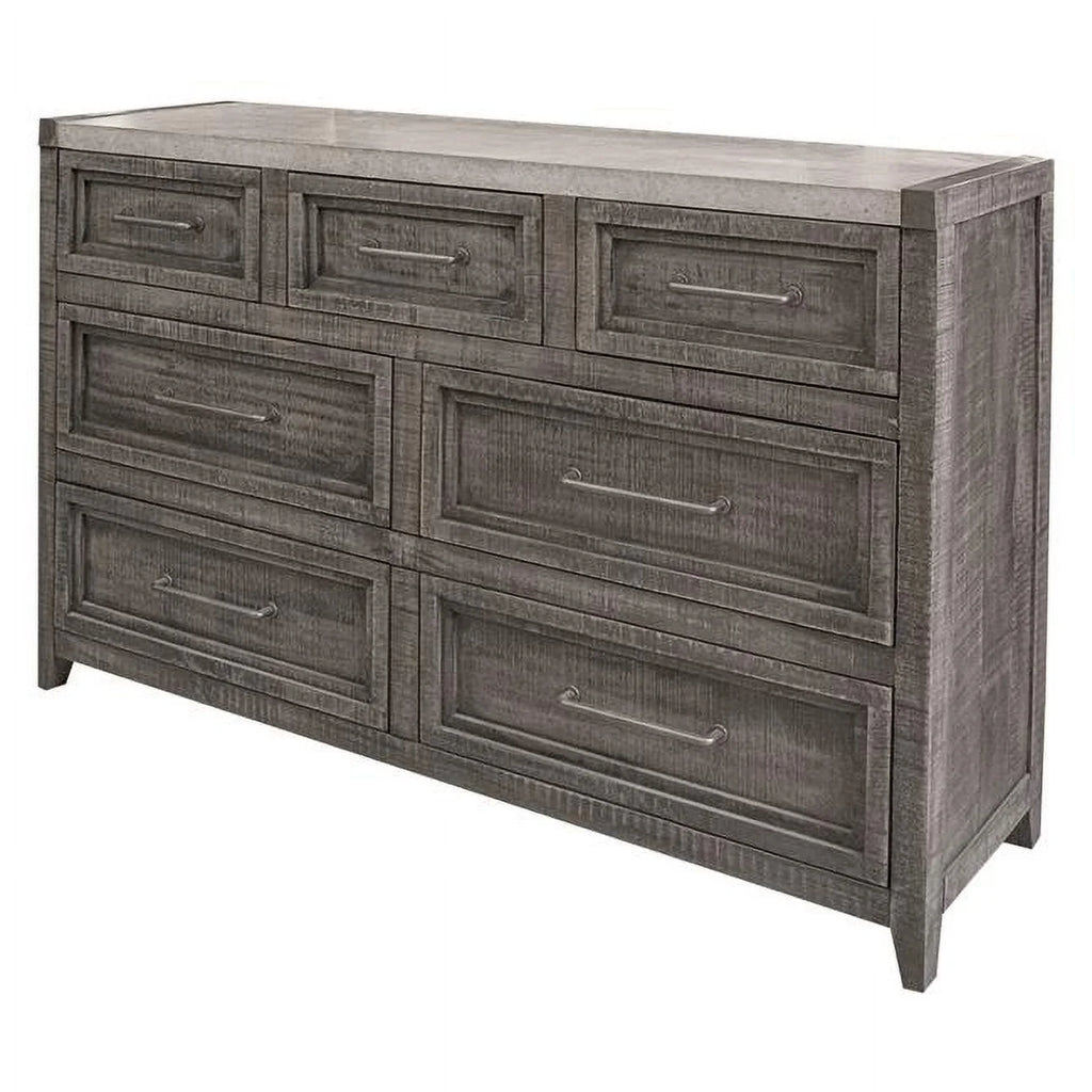 Gray Solid Wood Seven Drawer Triple Dresser L8904
