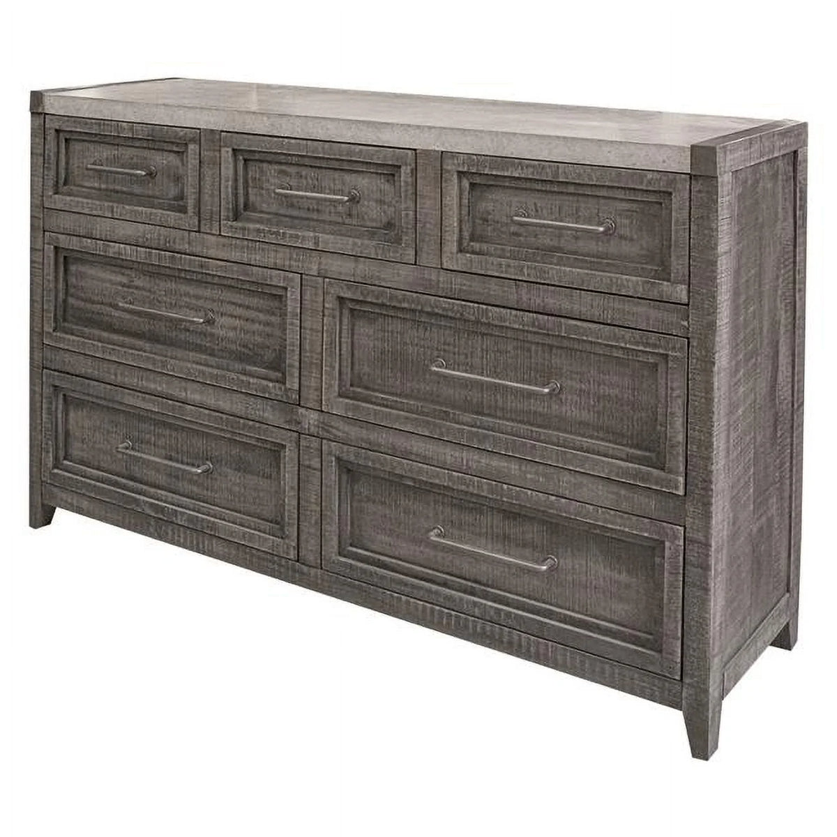 Gray Solid Wood Seven Drawer Triple Dresser L8904