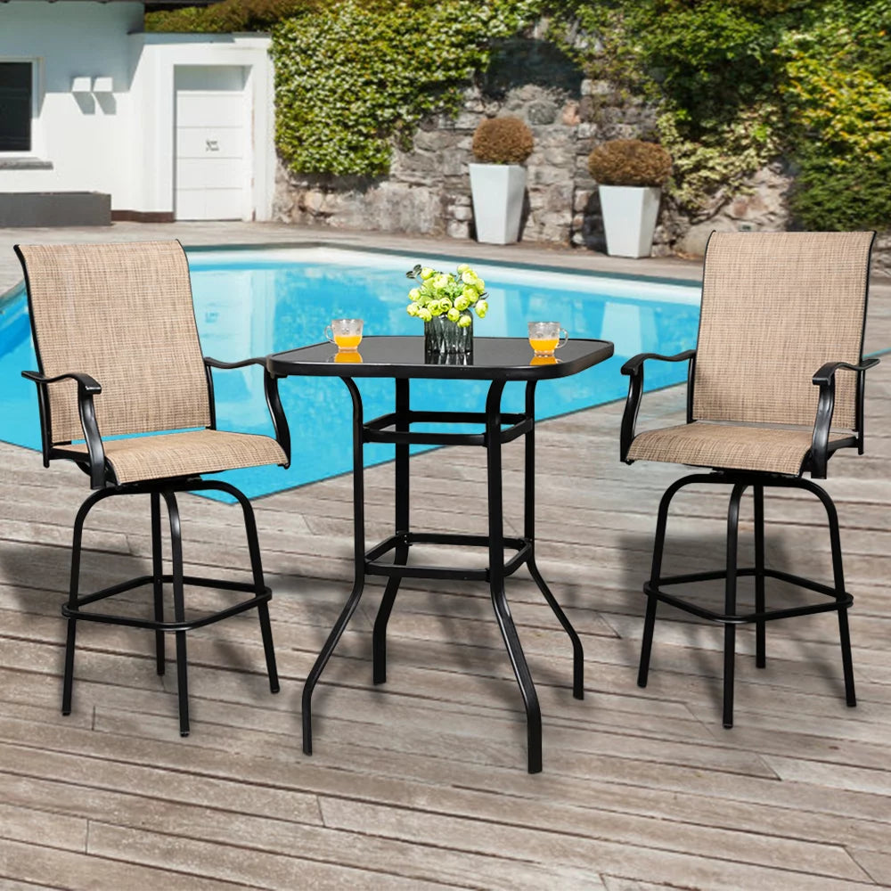 31"x 31" x 40" Black Wrought Iron Glass Bar Table M123039
