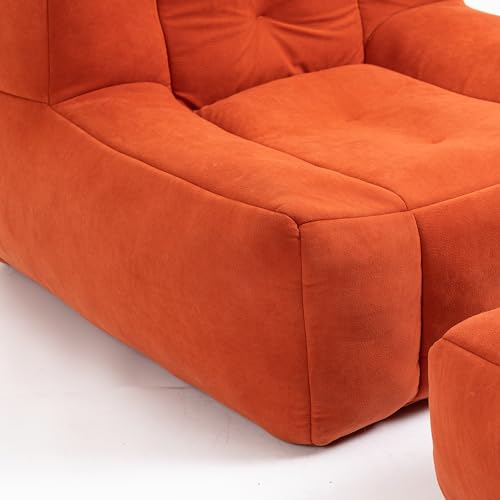 White Microfiber Memory Foam Bean Bag Chair with Footstool J953