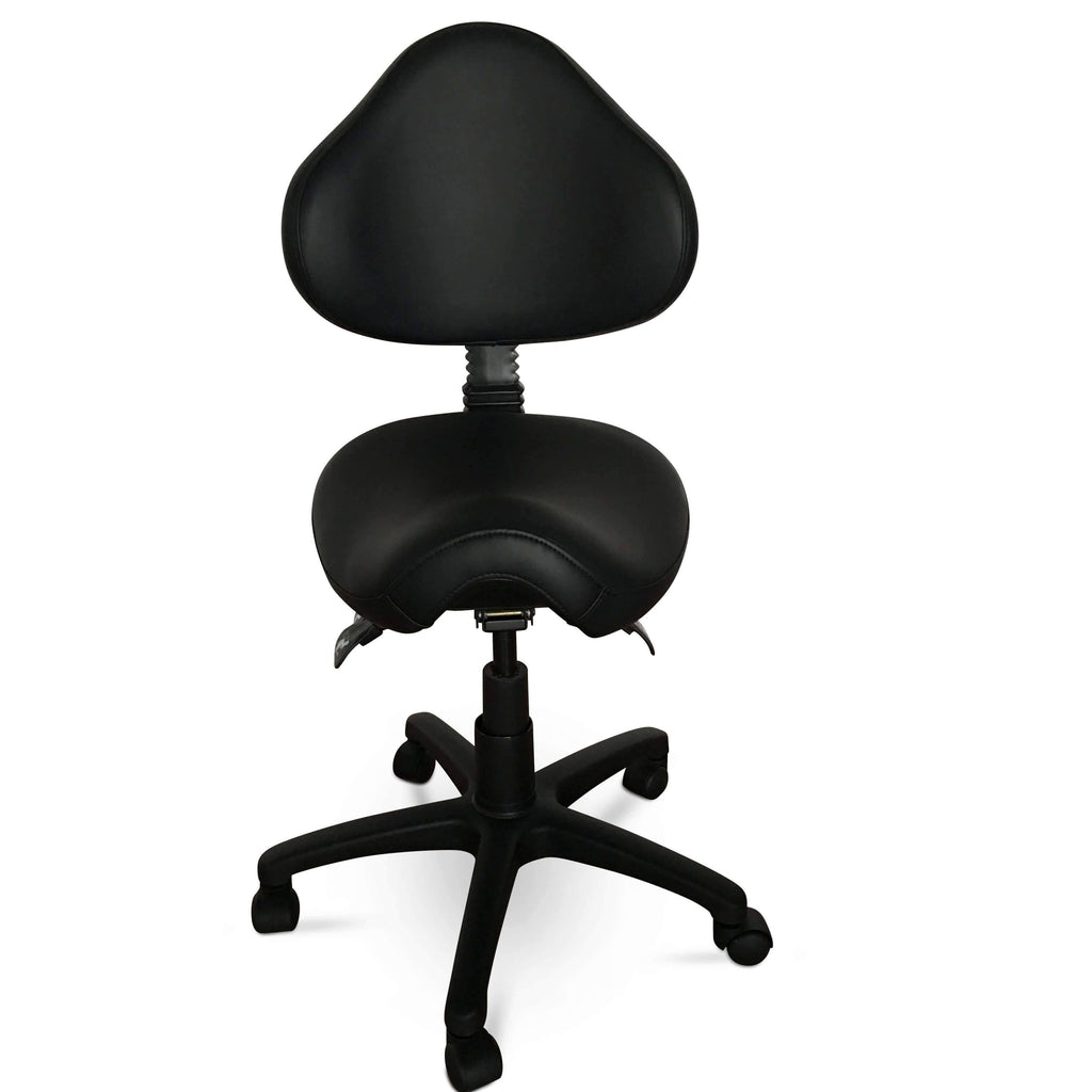 Rolling Saddle Stool with Adjustable Height and Backrest Q8416