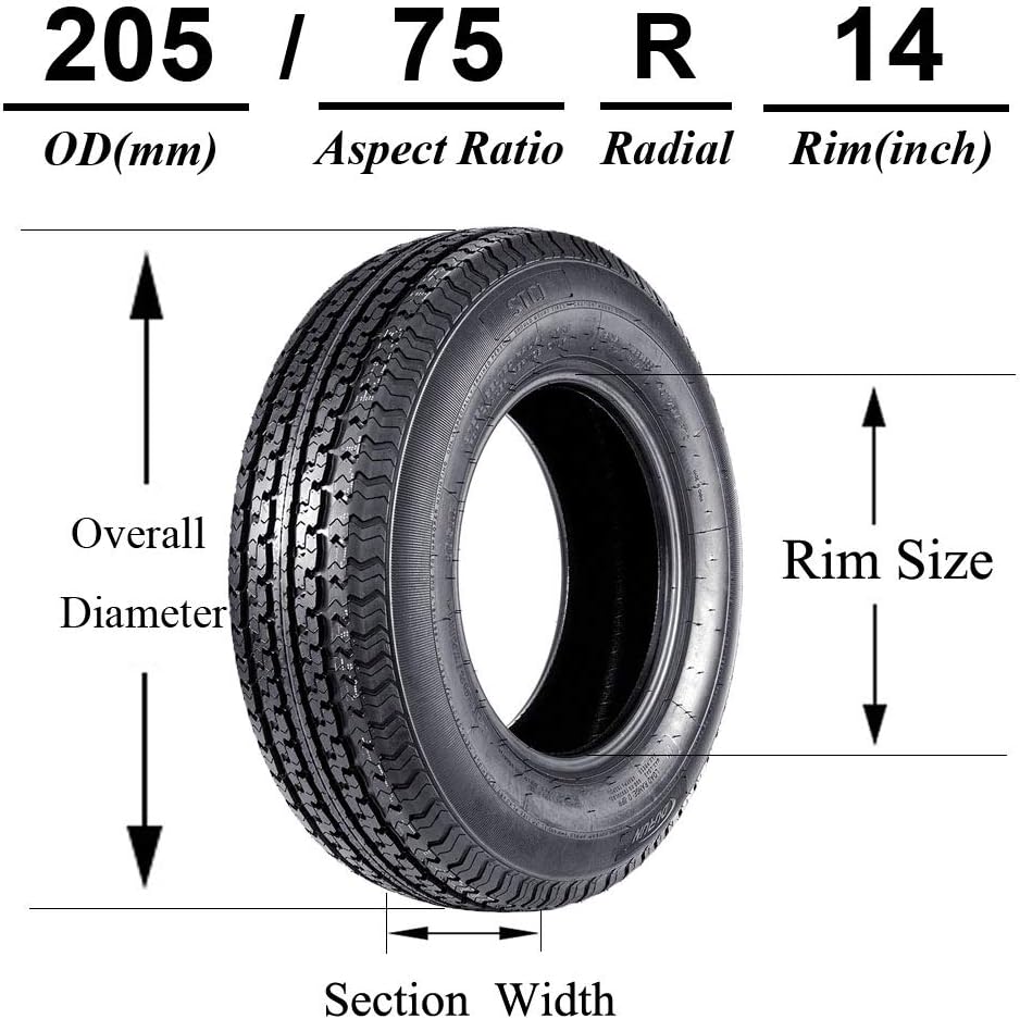 Set of 4 Radial Trailer Tires ST205/75R14 Load Range D 8PR Speed Rating M T175