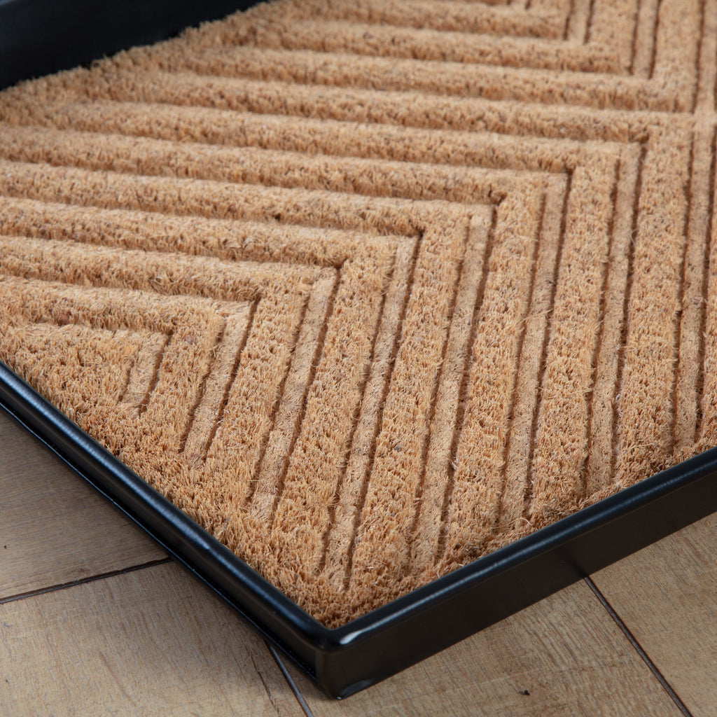 Black Metal Boot Tray with Coir Insert M4456