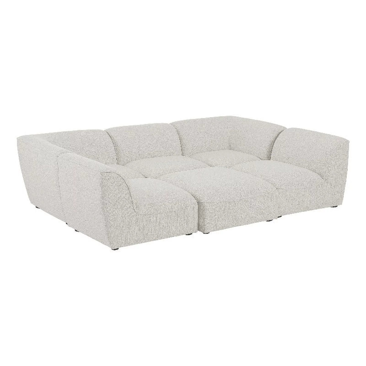 Cream Linen Textured Modular Sectional D8092