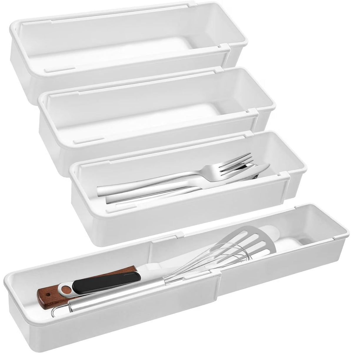 White 4pack Expandable Drawer Organizer Trays A318
