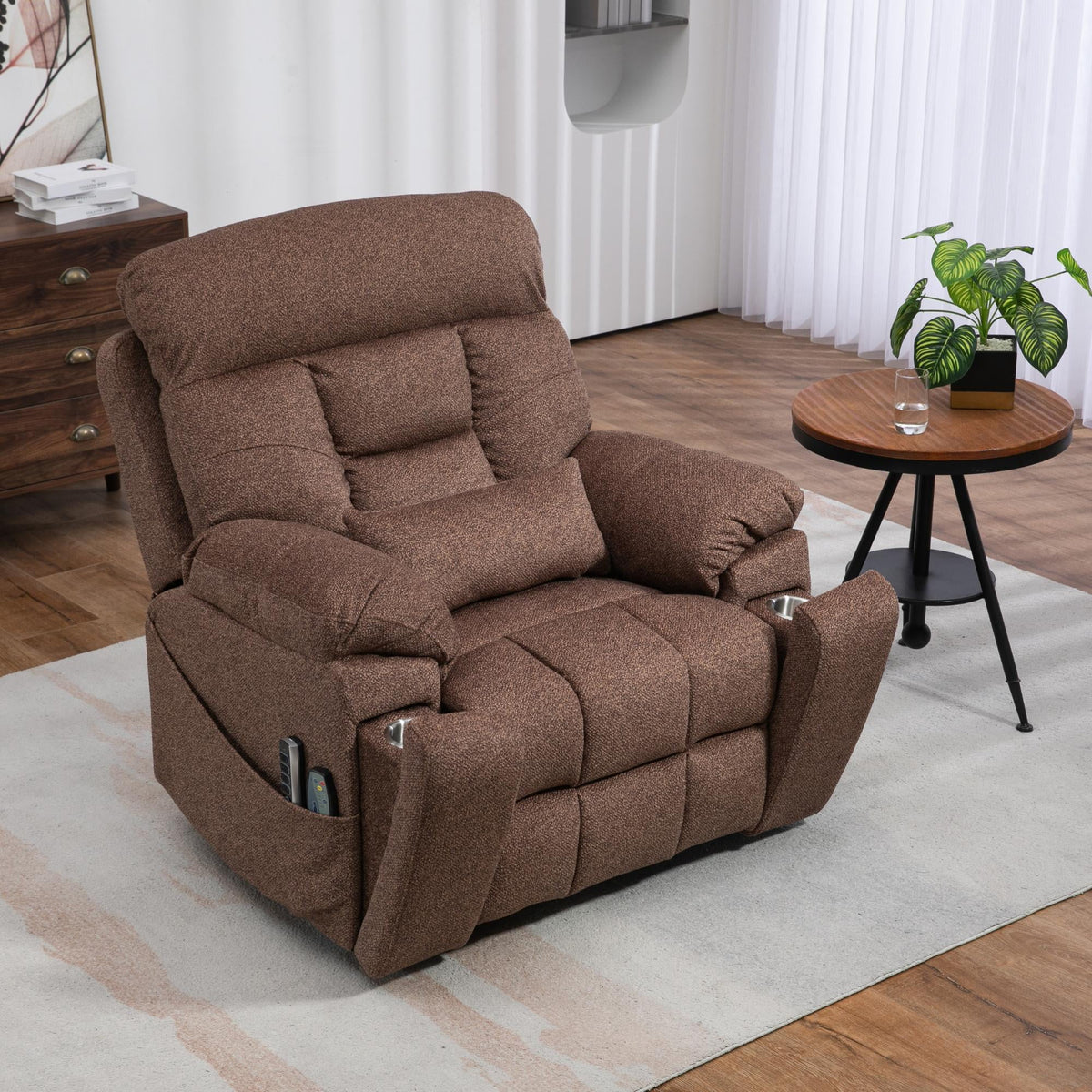 4-Motor Lay Flat Power Lift Recliner Chair with Heat & Massage E150959