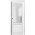 Matte White Pocket Door with Glass and Rail Hardware K3827