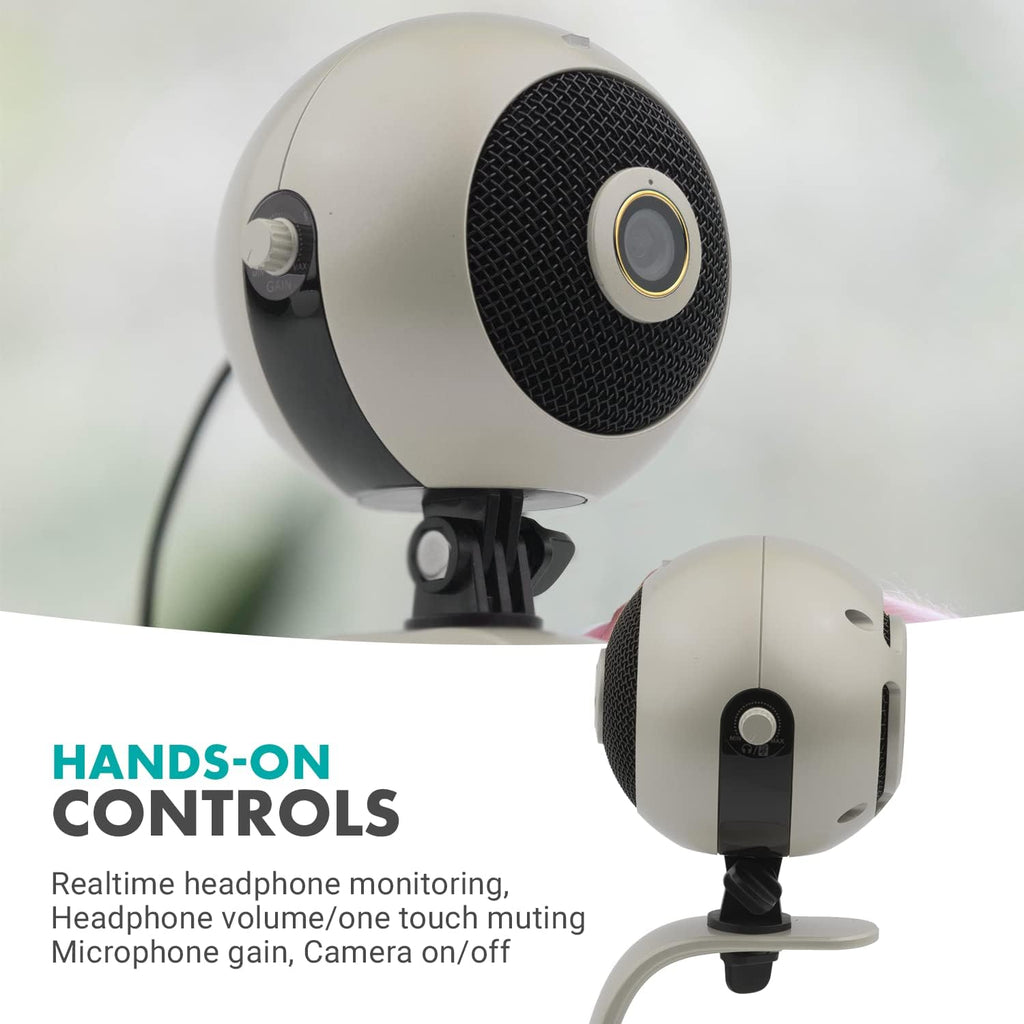 Pearl White 1080p HD Webcam and Condenser Microphone B4437