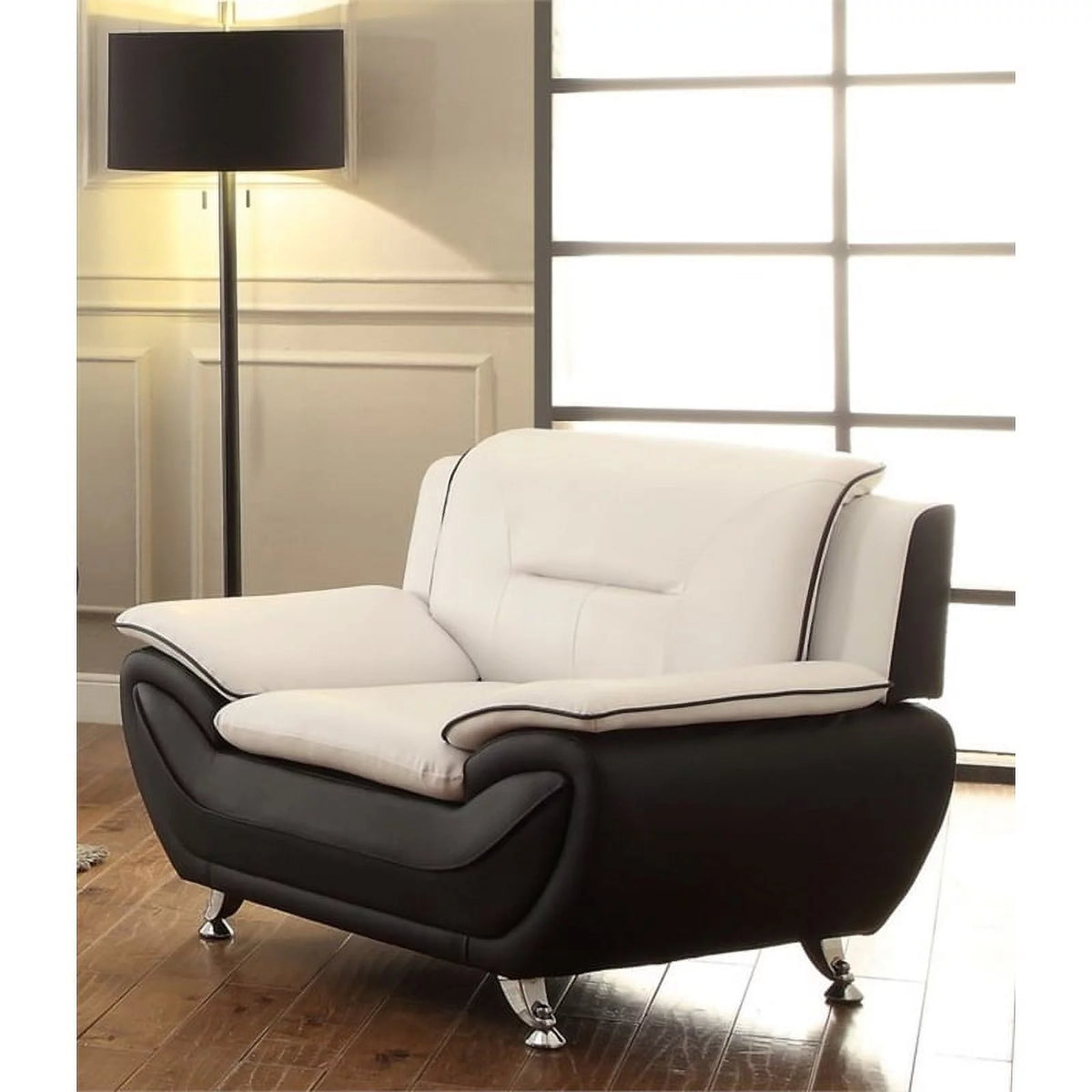 3 Piece Living Room Sofa Set in Black/Beige R85017