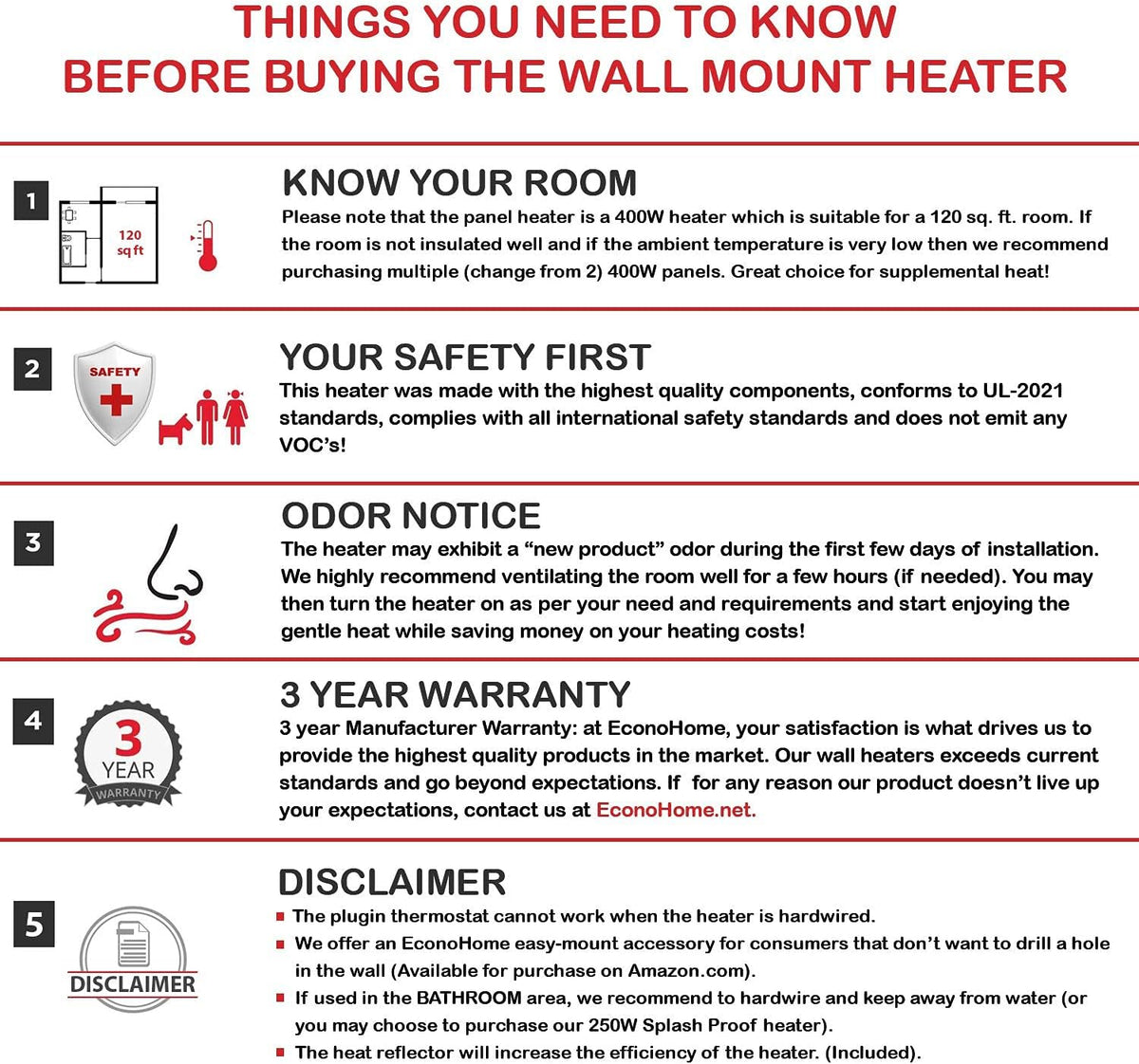 Wall Mount Smart Space Heater Panel, WiFi Thermostat, 400W Convection Heater Q9441