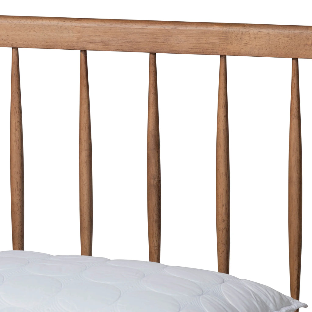 Full Ash Walnut Wood Platform Bed C1129