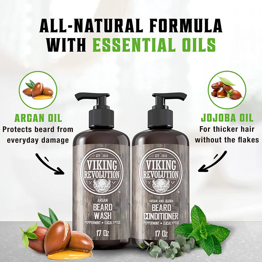 Beard Wash & Beard Conditioner Peppermint & Eucalyptus 34 Oz O91768