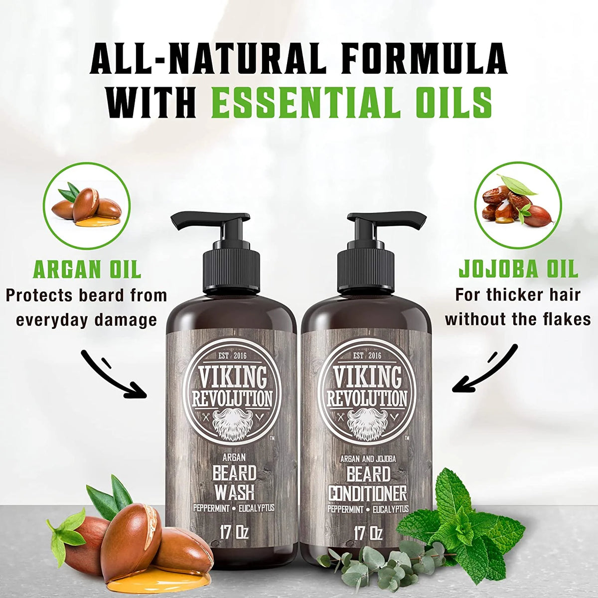 Beard Wash & Beard Conditioner Peppermint & Eucalyptus 34 Oz O91768