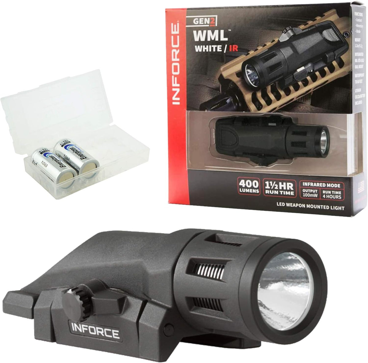 White/IR Tactical Light 400 Lumen LED with 2 CR123 Batteries D6844