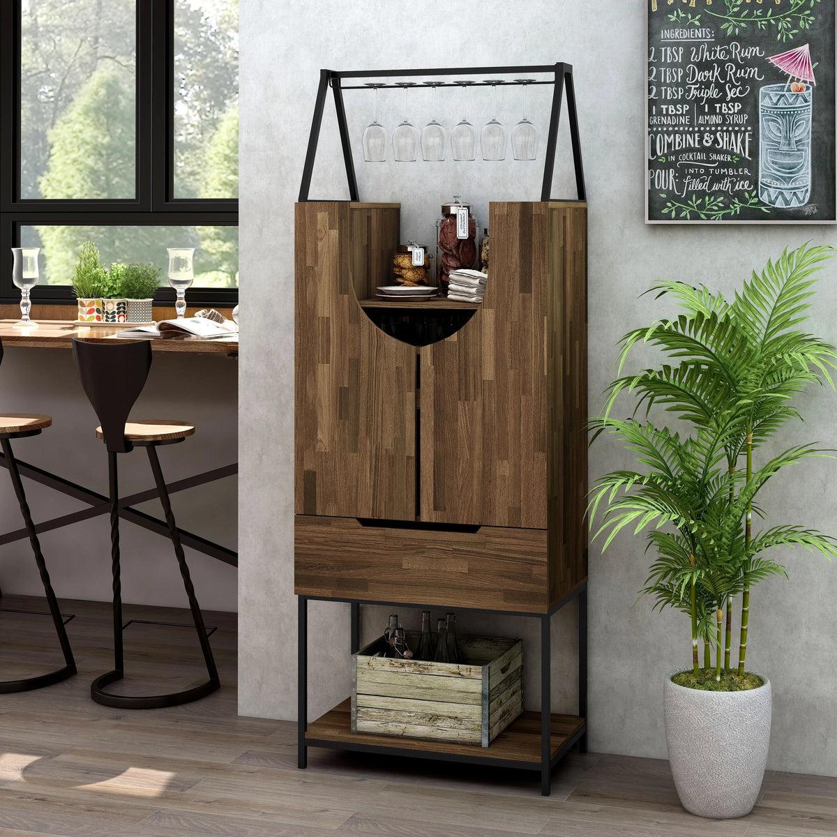 Contemporary Metal Wine Cabinet V478