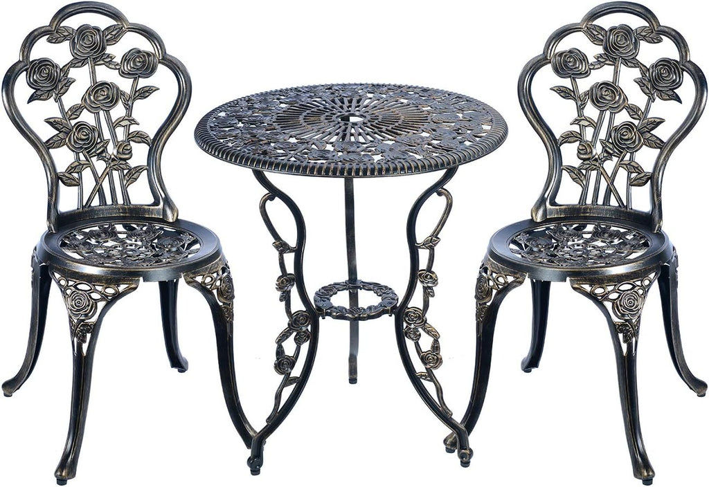White 3 Piece Cast Aluminum Bistro Table Set R25572