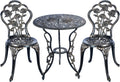 White 3 Piece Cast Aluminum Bistro Table Set R25572