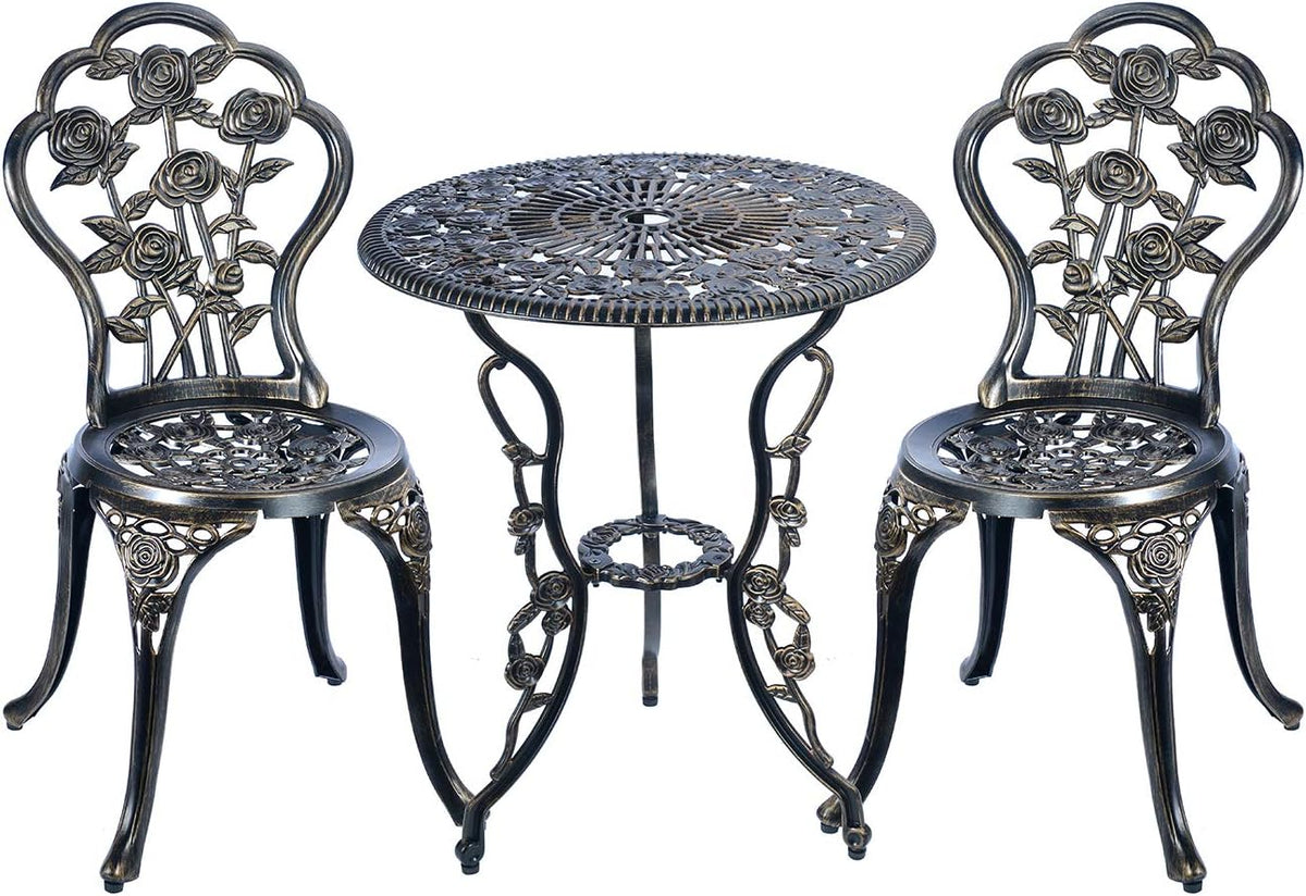 White 3 Piece Cast Aluminum Bistro Table Set R25572