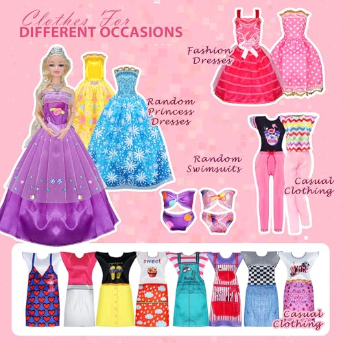 Doll Clothes and Accessories with Princess Gowns Dresses Shoes U35690