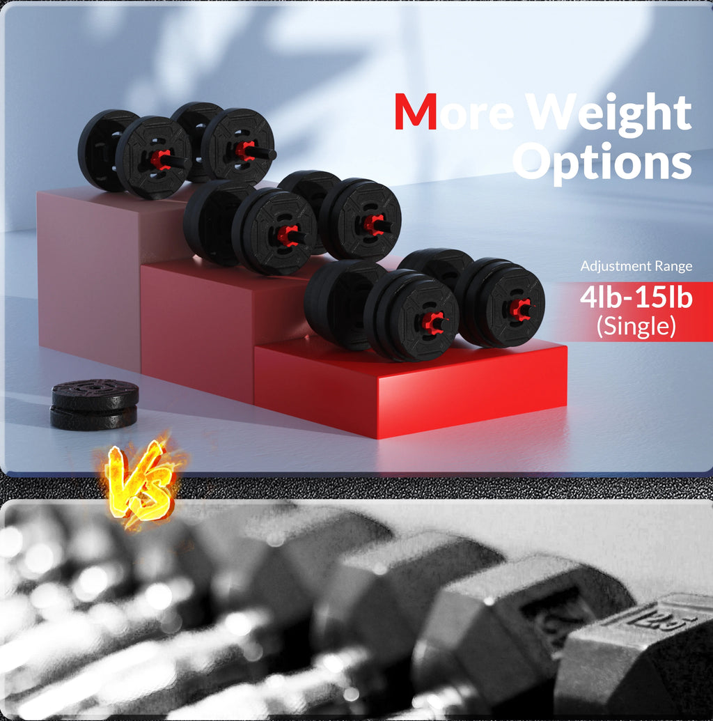 60LB 4-in-1 Adjustable Dumbbell Barbell Kettlebell Set I60583