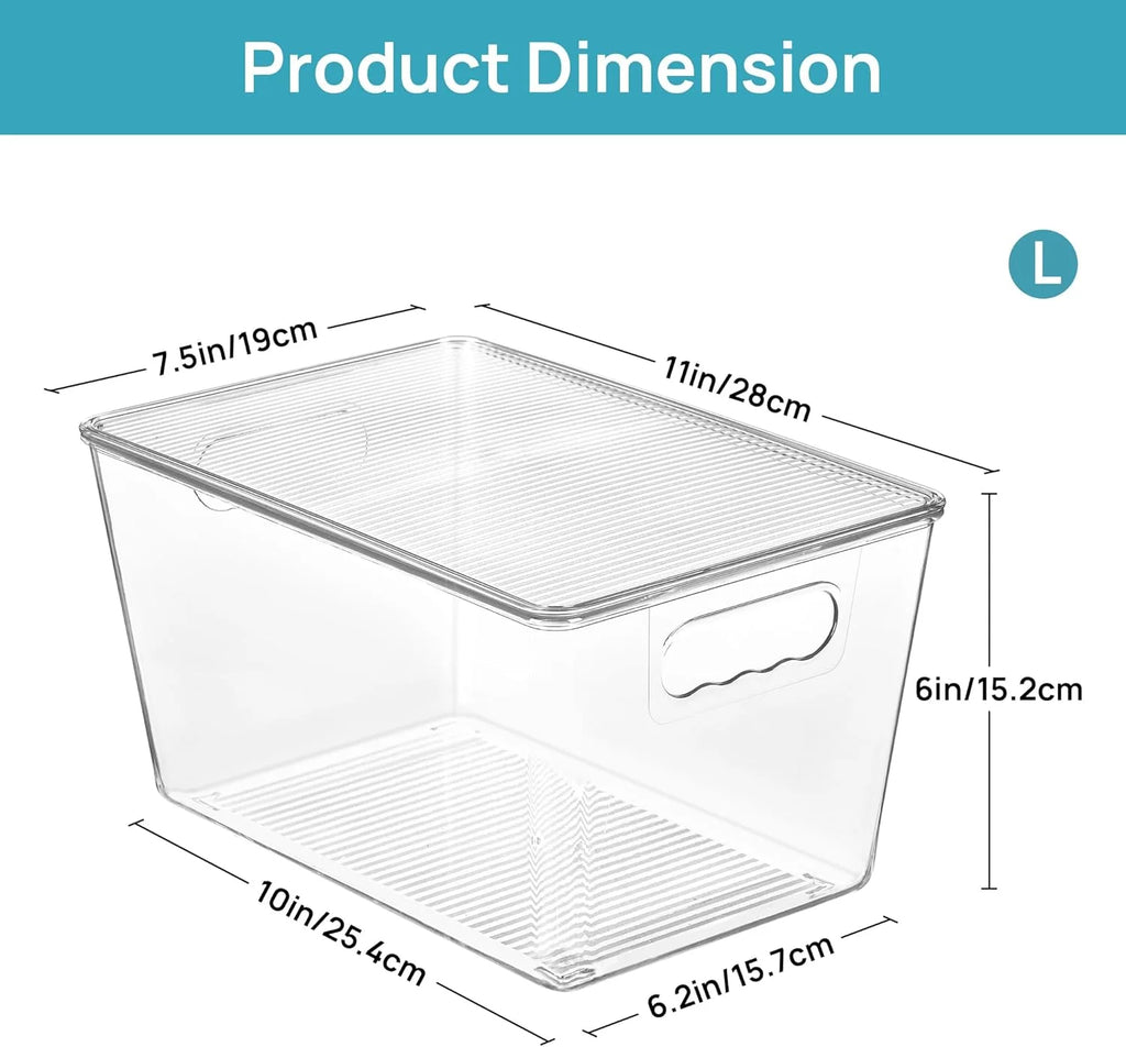 Clear Stackable Storage Bins with Lids, Large Plastic Containers with Handle H5967