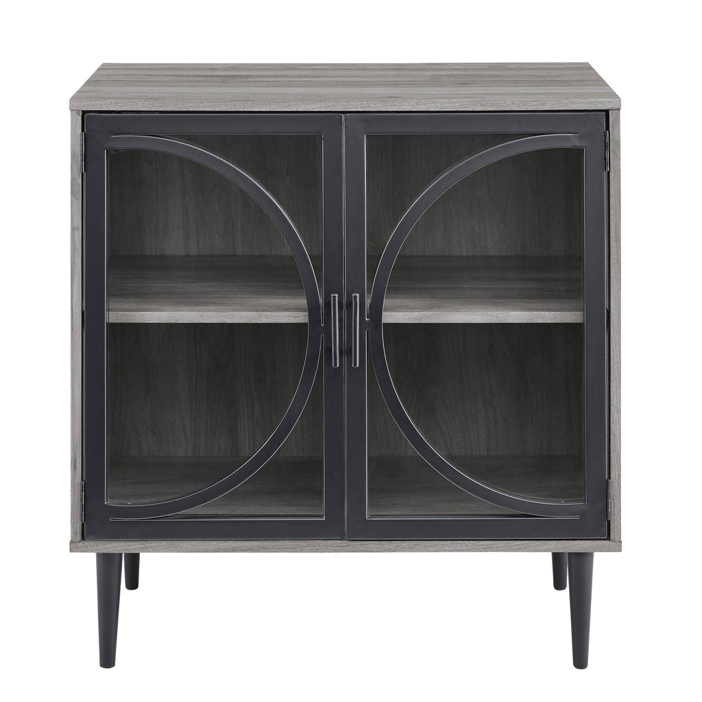 Metal and Glass Door Accent Console P53903